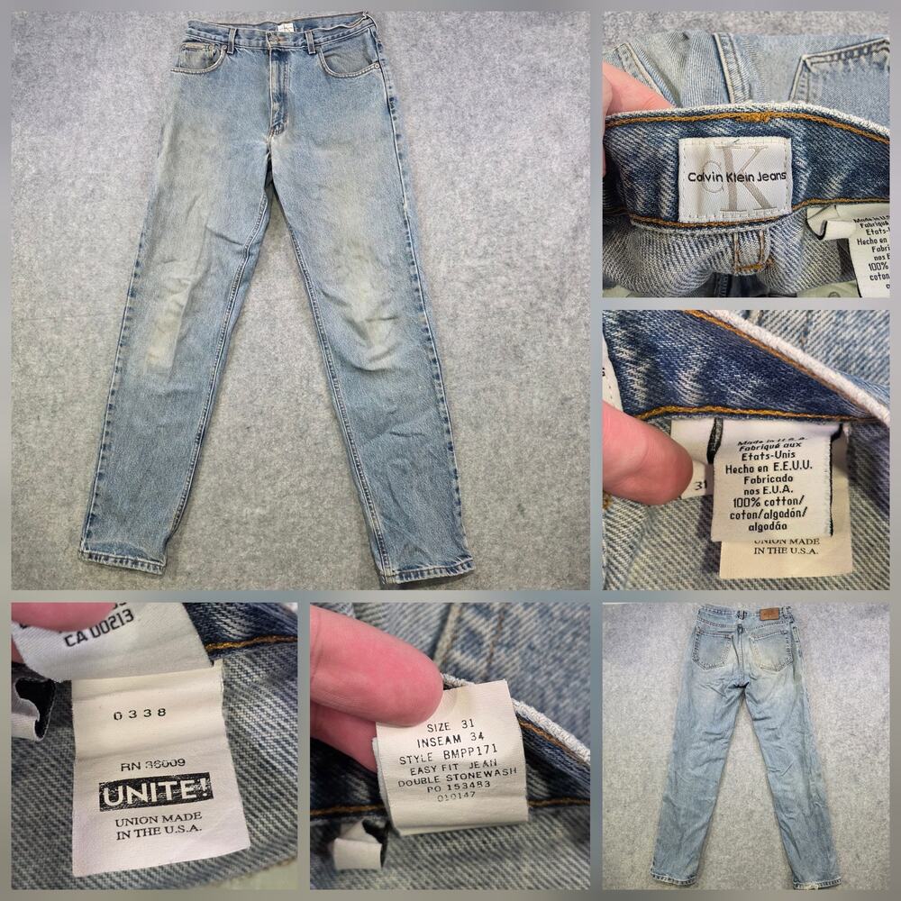Vintage‎ 90s Calvin Klein Jeans Mens 31x34 Blue Easy Fit Stonewash Denim USA